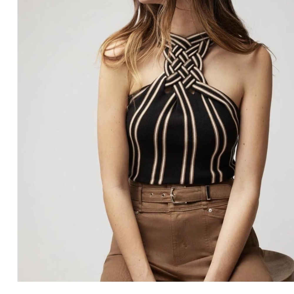 Nwot Striped Braided Halter